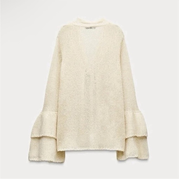 Zara Cream Knit Cardigan with Tie-Front - Picture 2 of 5